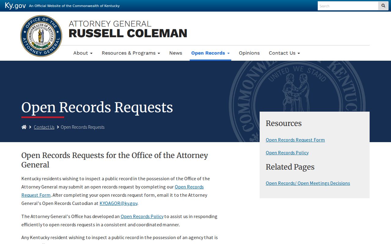 Bath County arrest record open records request guidance