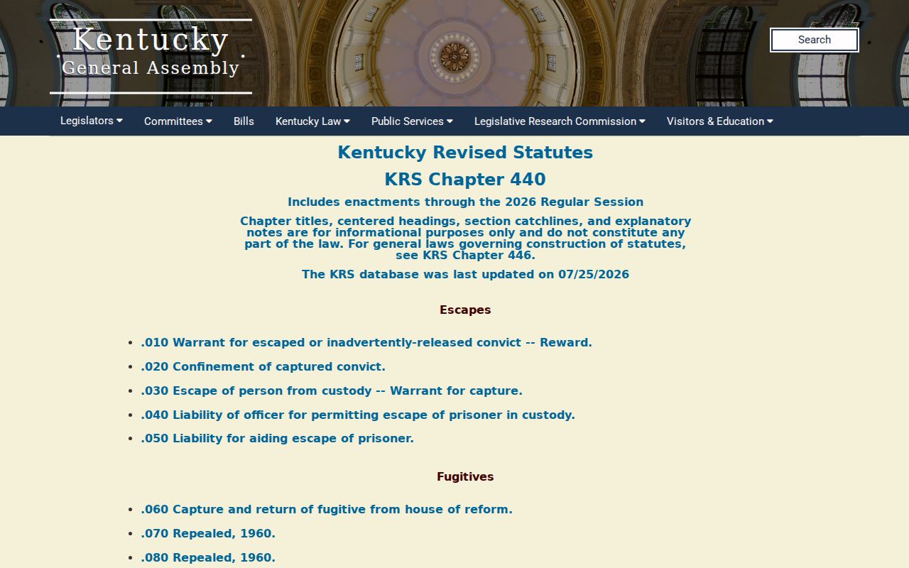 Salt Lick criminal records KRS Chapter 532 penalty classifications