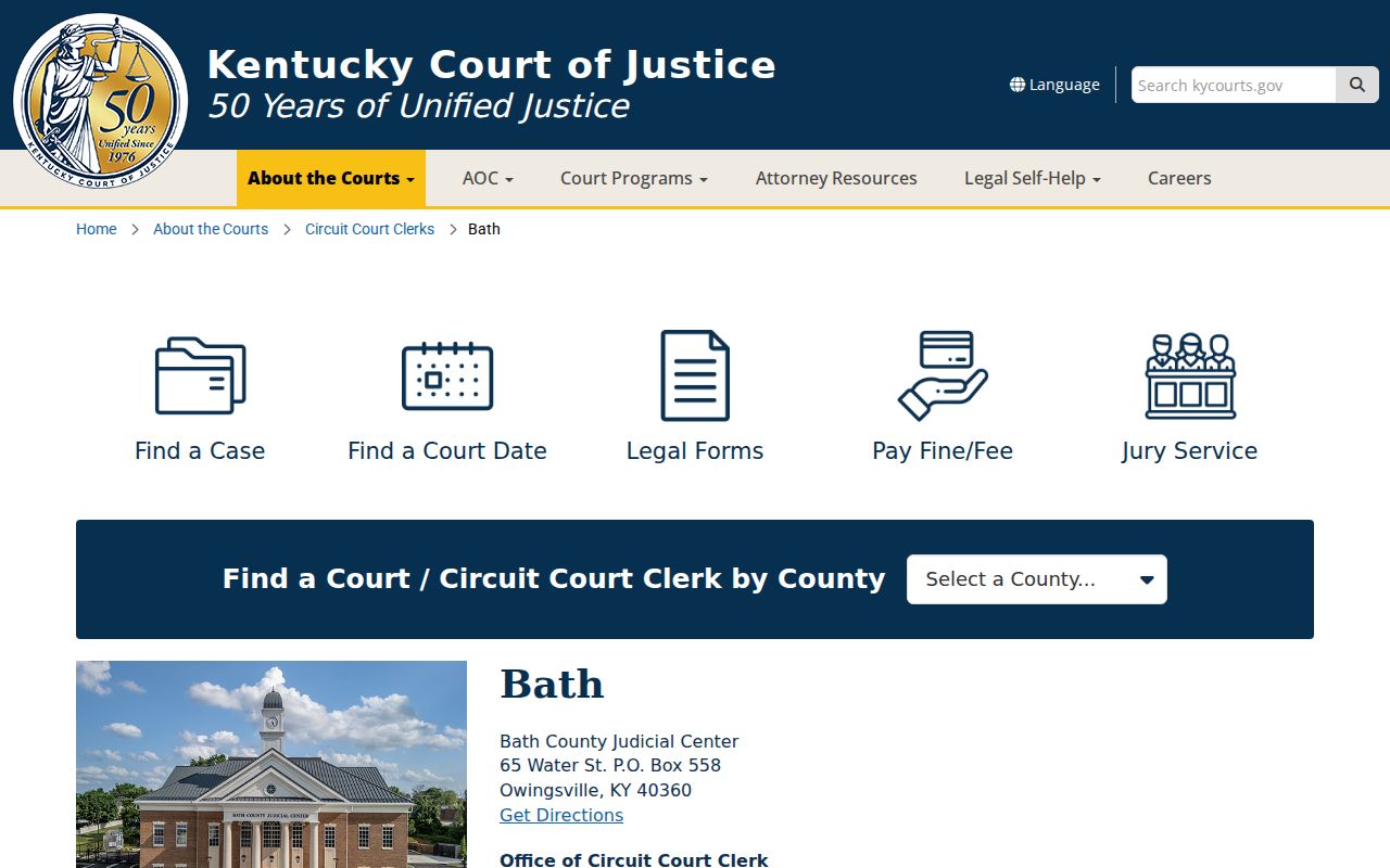 Bath County criminal history Judicial Center record access