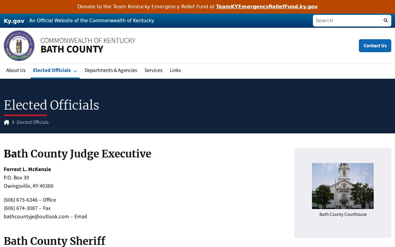 Bath County criminal history elected officials directory